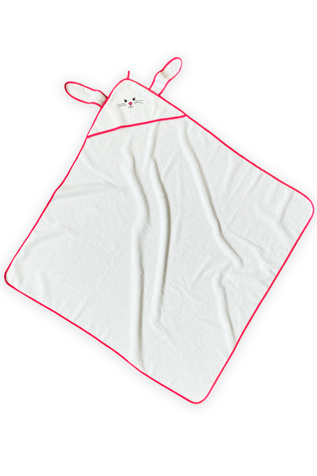 Tavşan Kapüşonlu Kundak 100x100 Cm %100 Pamuklu Bebek Banyo Havlusu